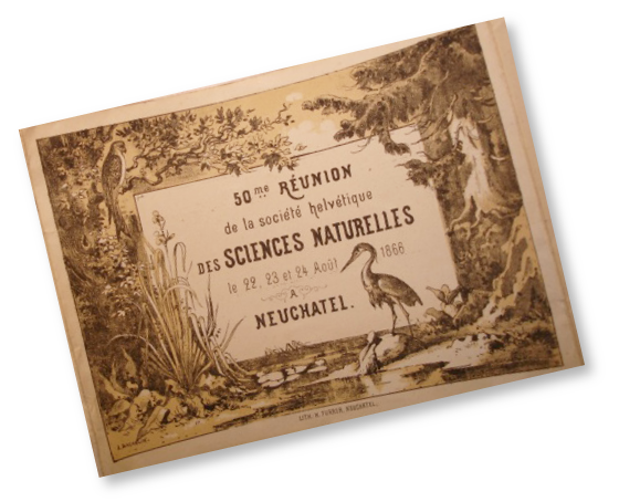 Gesellschaftsarchiv SANW, Burgerbibliothek Bern - Carton de la 50e réunion de la Société helvétique des sciences naturelles, Neuchâtel, 1866